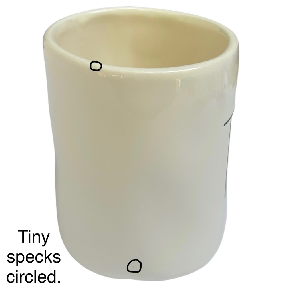 Rae Dunn TEA Mug Ceramic White Black Large Long Letters Dimples NWT 2017 OG - Picture 6 of 13